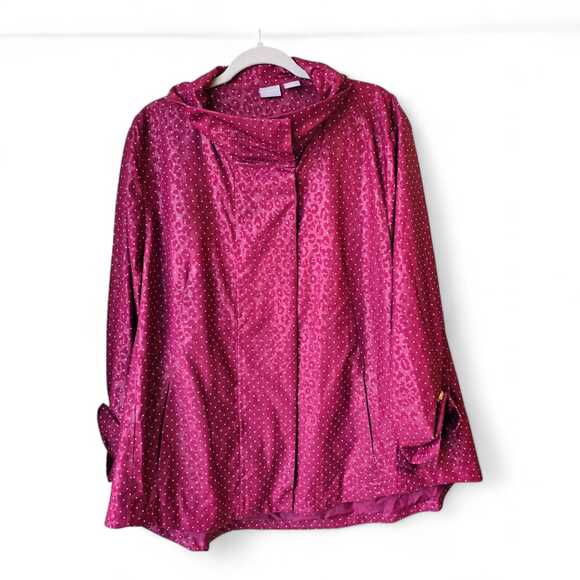 NWT Chico's Zenergy Cherry Red Jacket Size 4 20 22 Polka Dot Animal Print Anarok - Picture 4 of 12